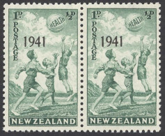 New Zealand Sc# B18 MNH Pair 1941 1p+½p Overprints Children - Neufs