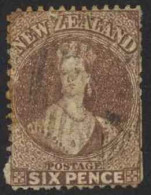 New Zealand Sc# 36 Used 1864-1871 6p Red Brown Queen Victoria  - Usados