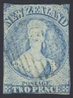 New Zealand Sc# 12 Used 1862-1863 2p Deep Blue Queen Victoria (large Star Wmk) - Usati