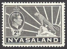 Nyasaland Protectorate Sc# 57 MH (b) 1938-1944 2p Gray King George VI & Leopard - Nyassaland (1907-1953)