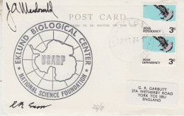 Ross Dependency Eklund Biological Center 2 Signatures Ca Scott Base 28 NOV 1974 (SO163) - Lettres & Documents