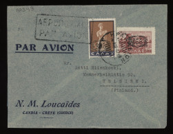 Greece 1949 Candia Air Mail Cover To Finland__(10343) - Brieven En Documenten