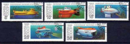 Russie URSS 1990 Bateaux Sous-Marins (72) Yvert N° 5799 à 5803 Oblitérés Used - Used Stamps