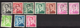 Belgique Timbres De Service 1954 Type Roi BAudouin "A Lunettes" Avec Lettre B  (10 Timbres) - Oblitérés