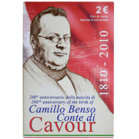 Italie, 2 Euro, Camillo Benso Comte Di Cavour, 2010, Rome, FDC, FDC - Italie