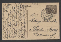 Saargebiet 1921 Saarbrucken 30c Stationery Card To Berlin__(8233) - Postal Stationery