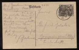 Saargebiet 1921 Homburg Stationery Card To Gippingen__(8290) - Postwaardestukken