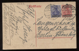 Saargebiet 1920 Saarbrucken Stationery Card To Berlin__(8322) - Postal Stationery