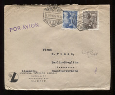 Spain 1940's Censored Air Mail Cover To Berlin__(8880) - Brieven En Documenten