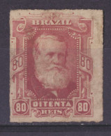 BRAZIL 1878-79 80r EMPEROR DON PEDRO Yvert 40, ROULETTED, VF Mint No Gum (*) - Unused Stamps