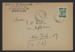 Yugoslavia 1946 Beograd Cover To USA__(12516) - Cartas & Documentos