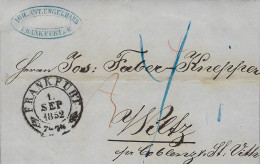 Luxembourg - Luxemburg  -  Lettre1852  Adressé Au Monsieur Jos. Faber - Knepper , Wiltz - Cachet Frankfurt - ...-1852 Prephilately