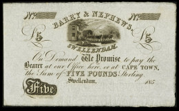 South Africa, P S286, Barry & Nephews 5 Pounds Remainder ,1850s, AUNC - Afrique Du Sud