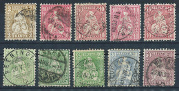 Switzerland, 1867, Lot Of 10 Used Stamps From Set MiNr 29-35 - MiNr 29a, 30, 32, 33a, 35  See Description - Oblitérés