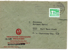 63452 - DDR - 1984 - 10Pfg Kl.Bauten EF A OrtsBf KARL-MARX-STADT, Abs: SED Bezirksleitung - Lettres & Documents