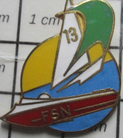 511c Pin's Pins / Beau Et Rare / BATEAUX / VOILIER ET HORS-BORD FSN COTES-DU-RHONE - Bateaux