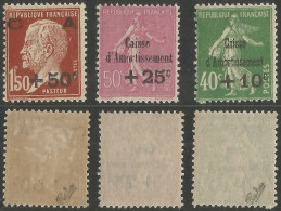 FRANCE - CAISSE D'AMORTISSEMENT - Yv. # 253 TO #255 - Yv. #253 AND Yv. 255 (MH *) CALVES -  Yv # 254  (MNH **) - 1929 - 1927-31 Caisse D'Amortissement