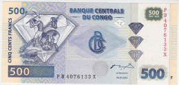 Congo P 96B - 500 Francs 4.1.2002 Prefix PB - UNC - República Democrática Del Congo & Zaire