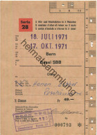 Schweiz - Bern Basel SBB - 5 Hin- Und Rückfahrten In 3 Monaten - Serie 28 - Fahrkarte 1971 - Europa