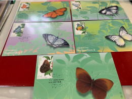 Hong Kong Stamp M Cards Butterflies 2007 5 Diff - Brieven En Documenten