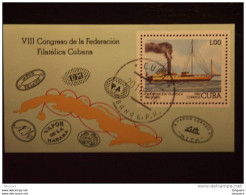 Cuba 1982 EXPO Bateau Commercial Et Postal Du 19e Siècle Yv BF 73 O - Blocks & Kleinbögen
