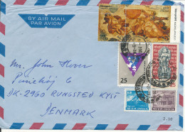 India Air Mail Cover Sent To Denmark 5-8-1975 With More Topic Stamps - Luchtpost