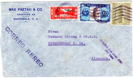 Guatemala 1937, 3 Marken Auf Brief M. Luftpost-Leitstempel N. Deutschland - Guatemala