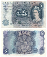 Great Britain 5 Pounds ND 1966-70 P-375 Hollom Sign UNC - 5 Pounds