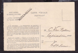 DDFF 822 -- AUDENAERDE - Cachet De Gare Et Griffes S/ Avis De Non - Livraison 1934 - Dokumente & Fragmente