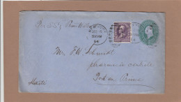 ENTIER POSTAL AVEC AFFRANCHISSEMENT COMPLEMENTAIRE DE NEW YORK POUR PORT AU PRINCE,HAITI. PAR SS "PRINS WILLEM III"1894. - ...-1900