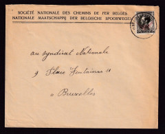 DDFF 831 --  Enveloppe De Service SNCB TP S 19  BRAINE LE COMTE 1935 Vers BXL - Covers & Documents