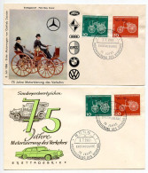 Germany, West 1961 2 FDCs Scott 840-841 Gottlieg Daimler & Carl Benz's Autos / 75th Years Of Motorized Traffic - 1961-1970