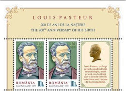 ROMANIA 2022 LOUIS PASTEUR - 200 ANS DEPUIS SA NAISSANCE  Set + Set With Label+ Inscribed Border MNH** - Louis Pasteur