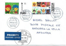 2024: “50 Years Of Games, Fun And Diversity”., Letter From Germany To Andorra, With Illustrated Arrival Postmark - Lettres & Documents