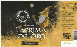 Etiquette Bière The Piggy Brewing Company Lacrima De Oro - El Arte De La Mesa
