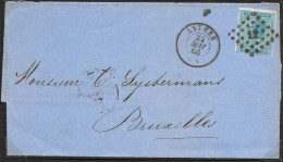 18 Bleu Verdâtre Pl I Sur Lettre Obli. LP 12 CàD Anvers Le 24 Mai 1866 Février 1868 (Lot 440) - 1865-1866 Profiel Links