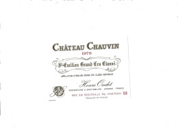 Etiquette Magnum Château Chauvin 1979  St Emilion  Grand Cru Classé  Henri Ondet Propriétaire à St Emilion 33 - Bordeaux