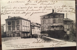 Cpa 24, Dordogne, BRANTOME, Le Grand Hôtel Sur Les Bords De La Dronne, Animée, éd Guillier, écrite En 1906 - Brantome