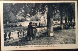 Cpa 24 Dordogne, BRANTOME, La Promenade Des Bords De La Dronne, Animée, Artiste Peintre, Attelage, éd LL, écrite En 1935 - Brantome