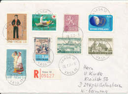 Finland Registered Cover With A Lot Of Stamps Sent To Germany VAASA 20-7-1976 - Covers & Documents