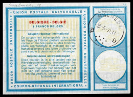 MALMEDY 13.05.71    BELGIQUE BELGIE BELGIUM  Vi19  8 FRANCS BELGES Int. Reply Coupon Reponse Antwortschein IAS IRC - Internationale Antwoordcoupons