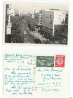1956 Israel  HERZLSTEET Haifa CARS , PEOPLE, VIEW Postcard Cover Stamps To GB - Covers & Documents