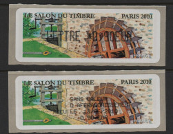 2 Atms, Lisa1, LETTRE 0.90€, Avec Le Reçu Du Lisa1, Au Salon Du Timbre 2010. Moulins, Roue à Aube. - 2010-... Vignettes Illustrées