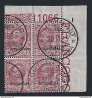 1925 OLTREGIUBA, N° 4 10 Cent. Rosa  QUARTINA USATA N° TAVOLA - Oltre Giuba