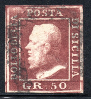 3752. ,ITALY,TWO SICILIES,SICILY,1859 # 18 50 GRANA,KING FERDINAND,SIGNED,RARE - Sicile