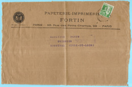 Devant De Lettre à En-tête Papeterie-Imprimerie FORTIN, Rue Des Petits-Champs 75001 Paris, Avec Timbre Type PAIX N° 280 - 1932-39 Paix