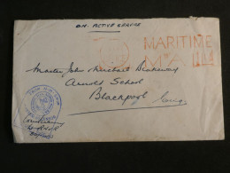 DL4 GREAT BRITAIN   BELLE LETTRE MARITIME CENSORED  ON ACTIVE SERVICE 1945 ENV.  ++AFF. INTERESSANT++ - Covers & Documents