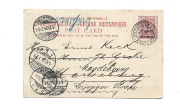 GREAT BRITAIN UNITED KINGDOM ENGLAND COLONIES - BRITISH GUIANA - 1894 OVPT STATIONERY TO GERMANY VIA LONDON REDIRECTED - Britisch-Guayana (...-1966)