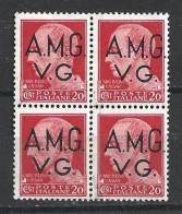 Venezia Giulia AMG VG, 1945/47 - 20c Serie Imperiale, Quartina - Nr.3 MNH** - Ongebruikt