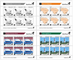 Lithuania Litauen Lituanie 2024 Definitives Birds Map Ship Lighthouse BeePost Set Of 4 Sheetlets MNH - Storks & Long-legged Wading Birds